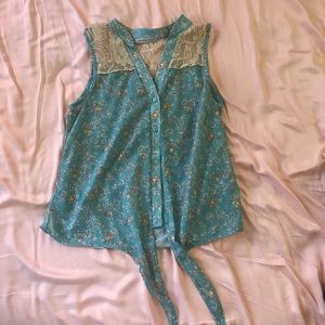 Bird & Lace Tie Blouse